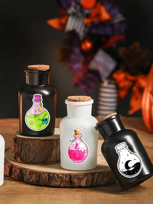 Craft Halloween Potion Stickers 50X Decorative Potion Label Stickers Waterproof PVC Graffiti Decals Adhesive For Trolley Case