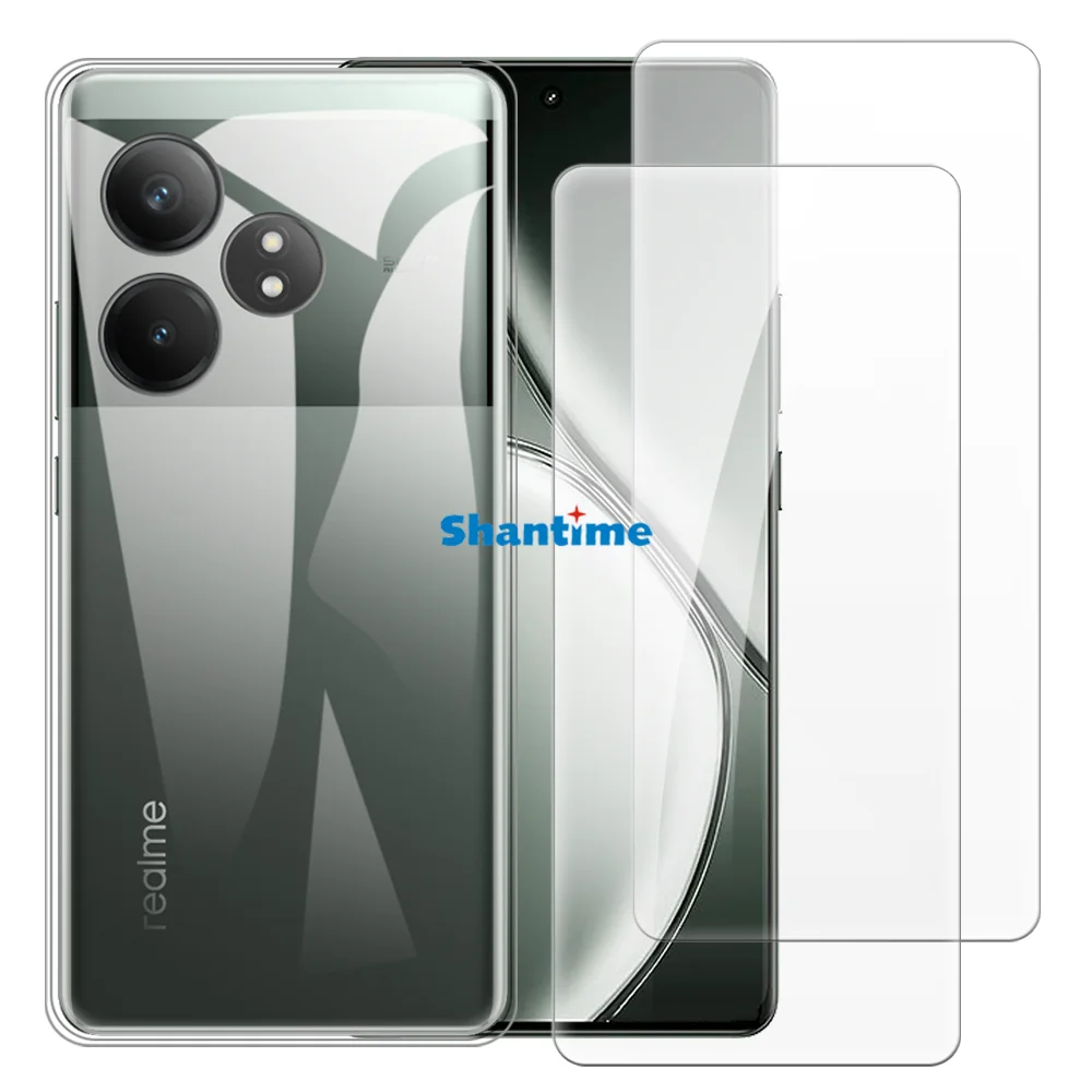 Soft Case + 2 Pack Tempered Glass Screen Protectors for OPPO Realme GT Neo 6 SE 5G, 6 5G Global RMX3851, 6t 5G Full-Body