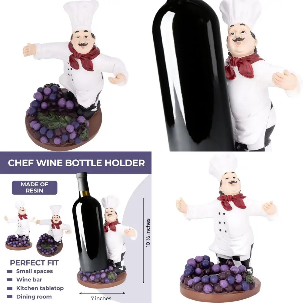 

Держатель для бутылки вина для гурманов шеф-повара - декоративная скульптура для кухни и бара