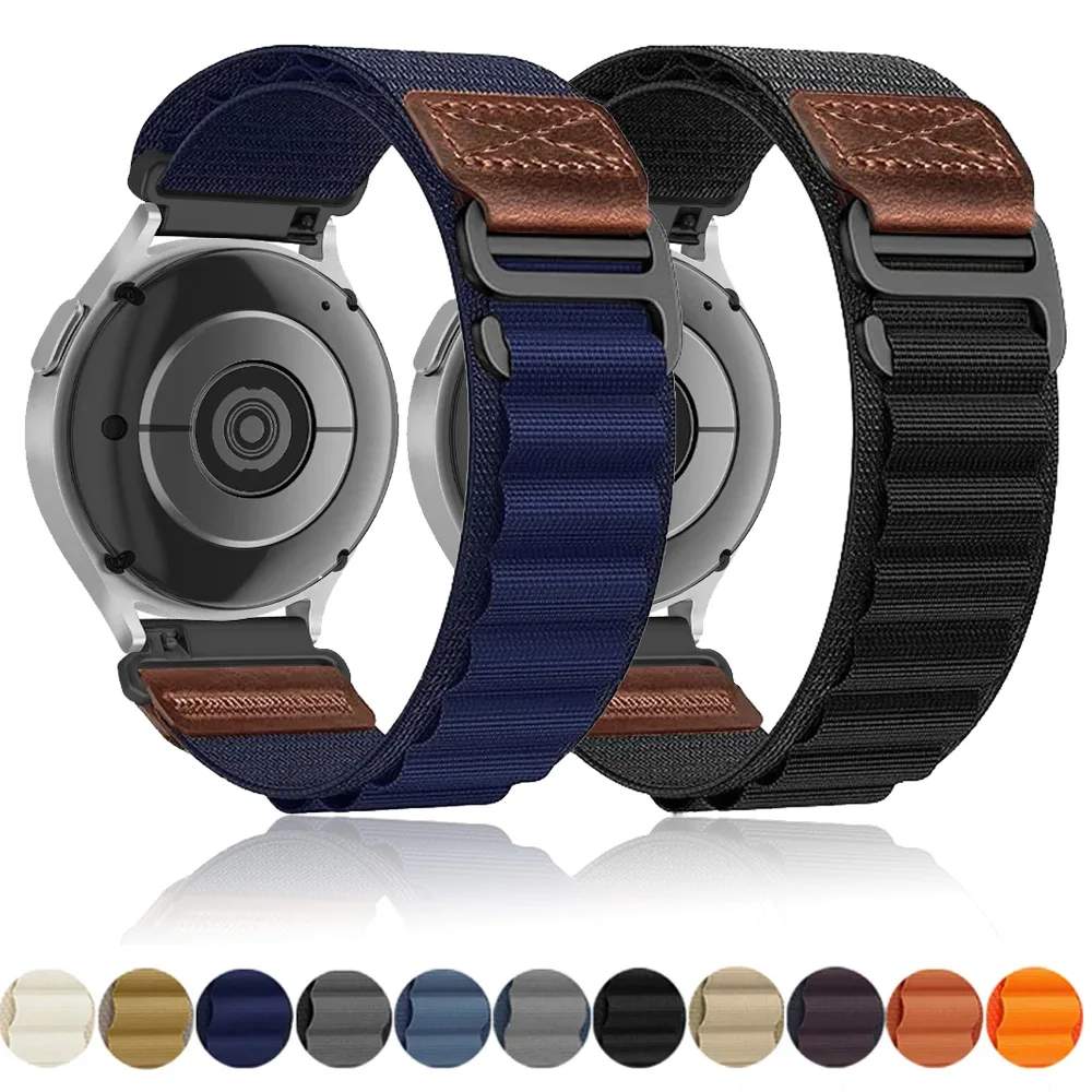 18/20/22mm Nylon-Leder-Etikettenarmband für Huawei Watch GT6-5-4 46/41mm Ultimate 2 GT Runner 2 Armband Amazfit Active 3-2 Square