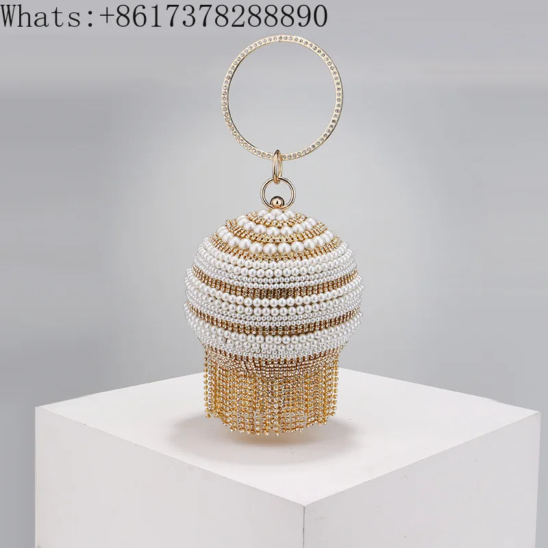 

Tassel carrying bag for women's banquet, small round bag, versatile dress, banquet ball shaped evening bag