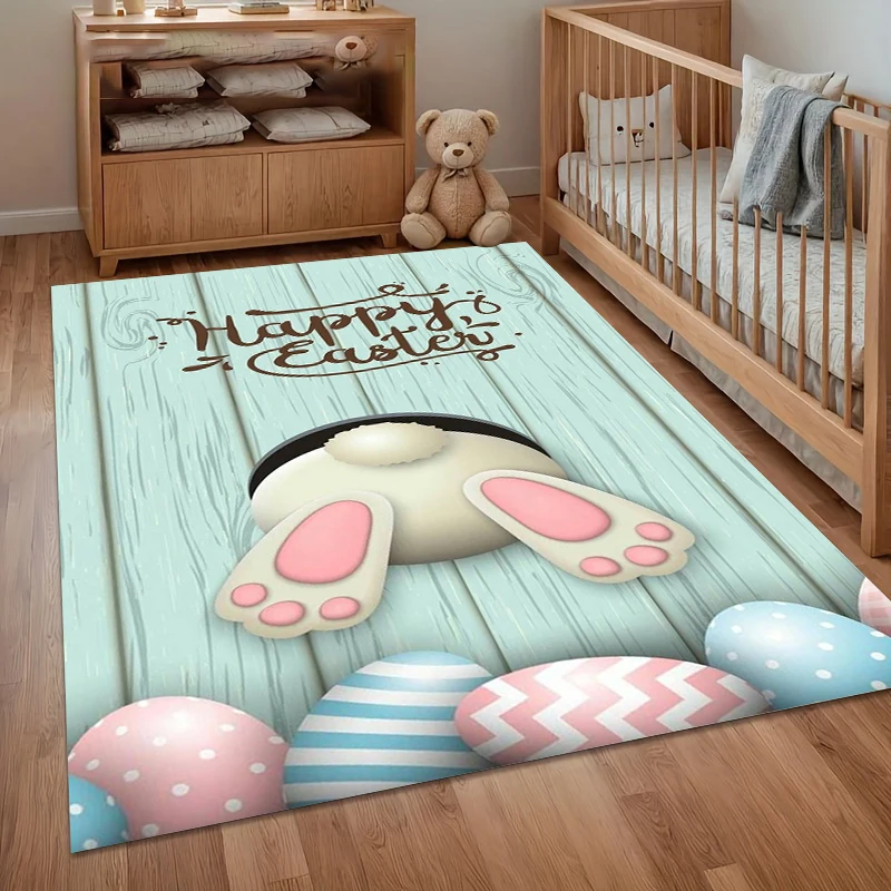 Soft Rugs Happy Easter Bunny Carpet Living Room Decoration Carpets for Living Room Gift Area Rug Bedroom Decor Home Alfombra