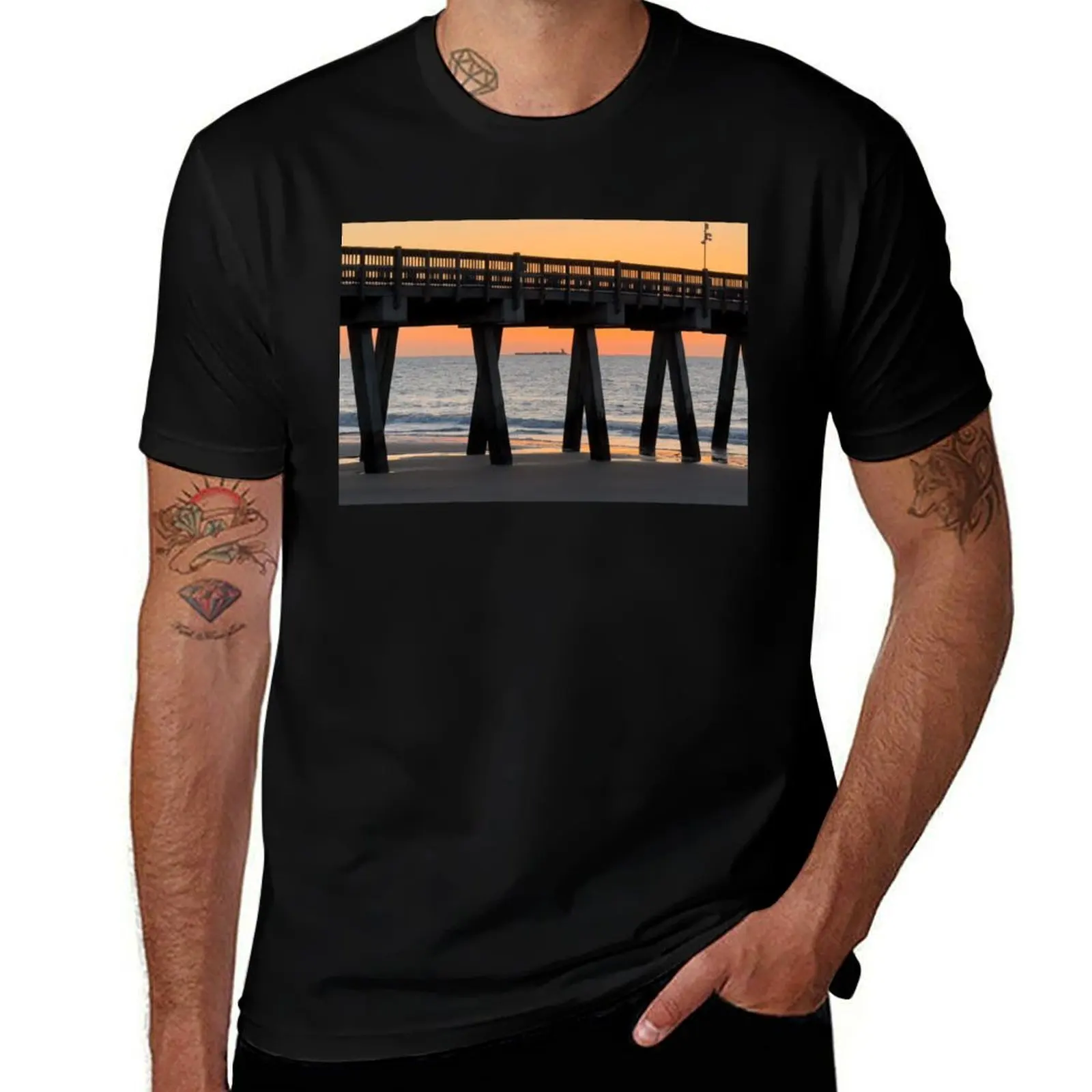 

Ship on the Sea passing through T-Shirt hippie clothes customs summer 2025 plain black t shirts men