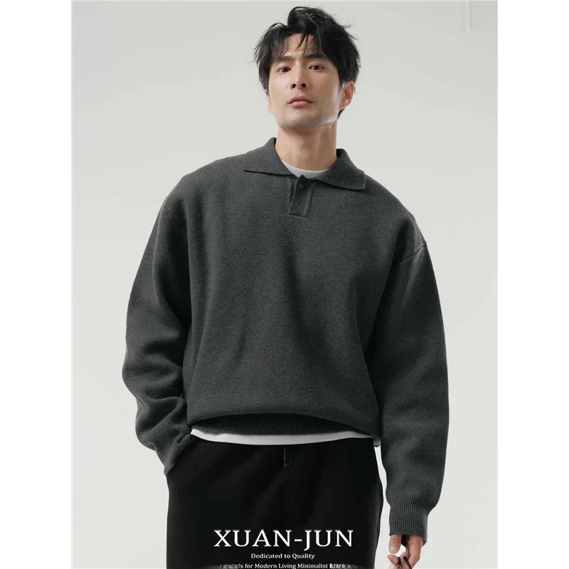 

Мужской трикотаж Ne, теплая внутренняя одежда, элитный легкий свитер с отложным воротником для поездок на работу, пальто Lazy Sle, осень-зима