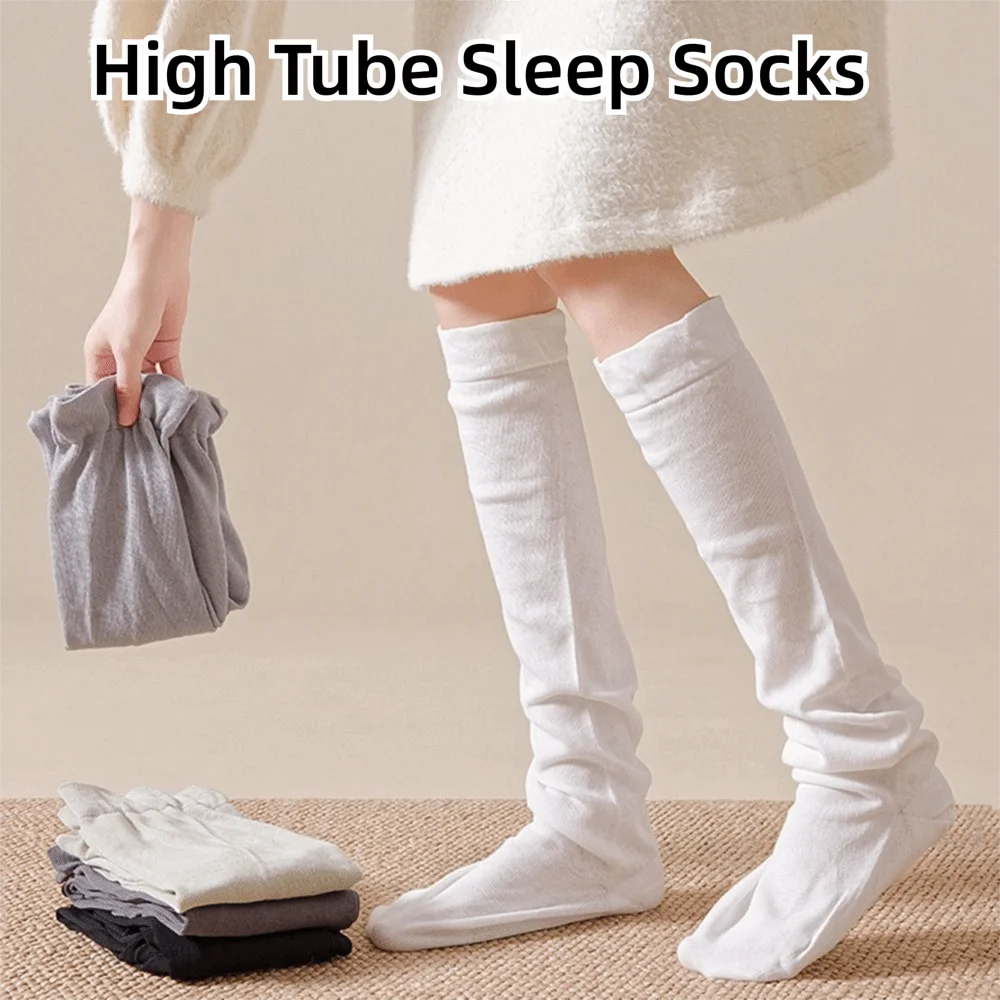 

Loose Fit High Tube Sleep Socks Comfortable Fabric Non-Slip Bottom Warm Stockings Thickened Breathable Leg Warmers