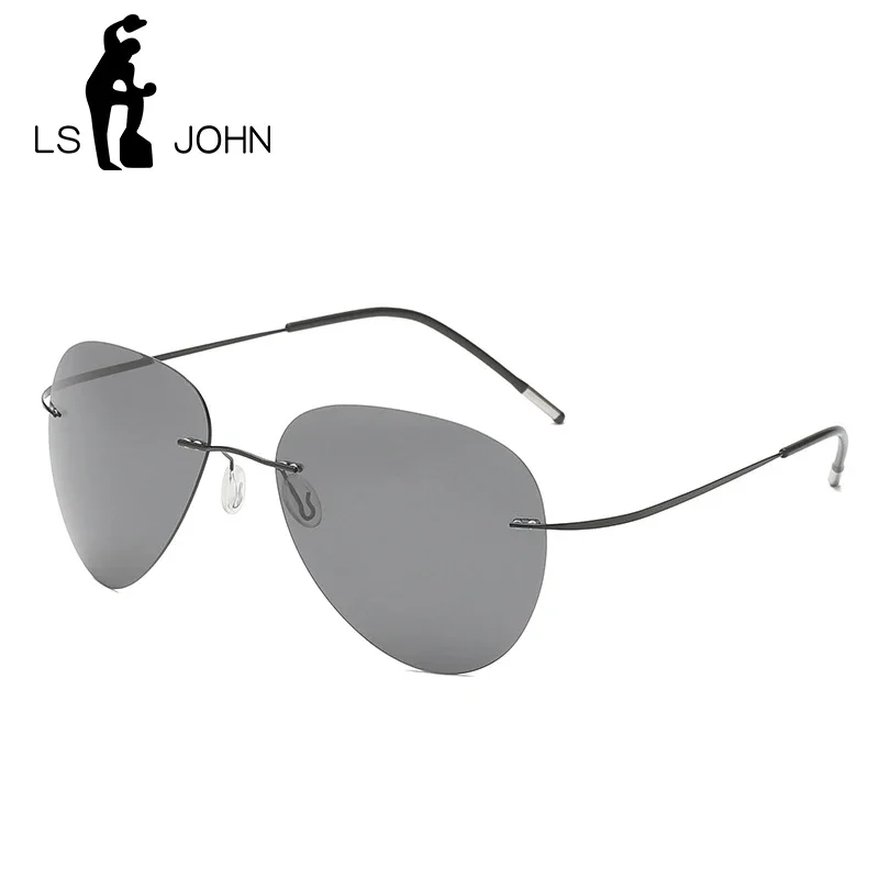 LS JOHN 20223 nowych mężczyzna jazda Ultralight tytanowe spolaryzowane okulary przeciwsłoneczne marka Design bez oprawek lotnicze okulary przeciwsłoneczne óculos De Sol