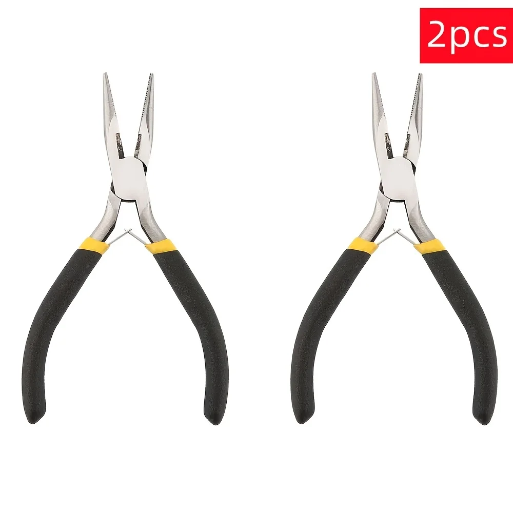 2 schwarze Mini-Spitzzangen mit einem Hauch Gelb, DIY-Zangen, Armbänder, Halsketten, Ringe und Handyketten, Haaraccessoire – Detail 1