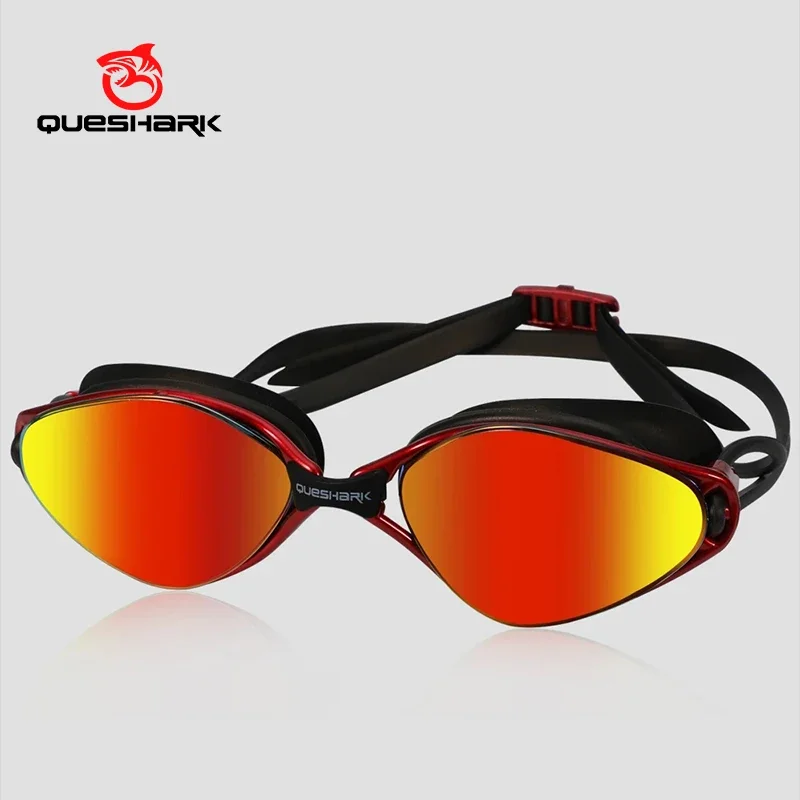 QUESHARK Volwassenen Mannen Vrouwen HD Anti-Fog UV Bescherming Zwembril Watersport Duiken Zwembril Met Draagbare Box set