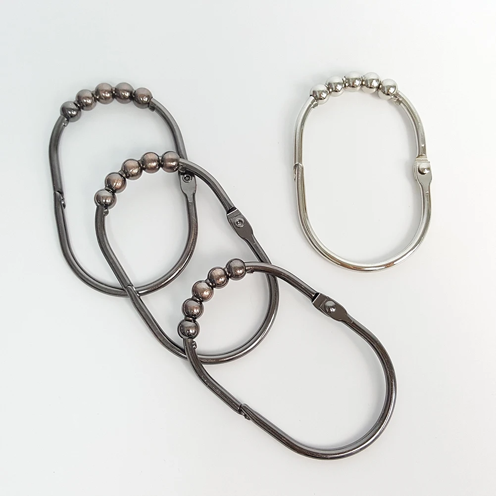 

12 PCS/Set Shower Curtain Hook Rod and Hooks Rings Curtains Rustproof Bronze for