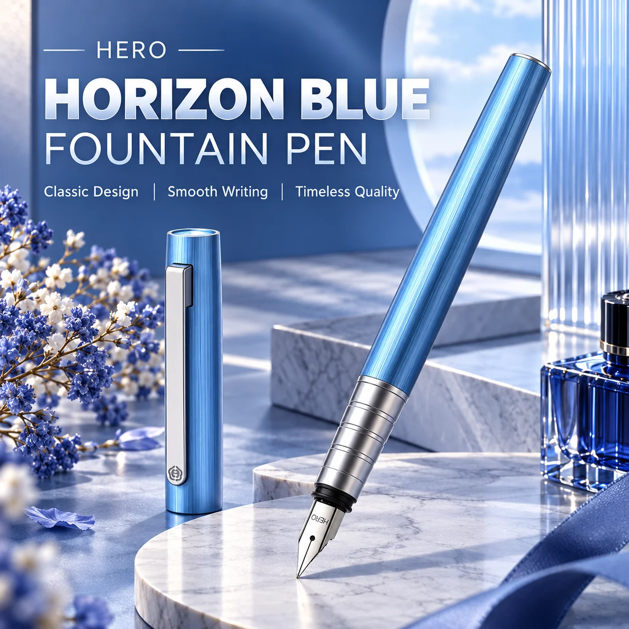 HERO 5066 Fountain Pen Airplane EF Extra Fine Nib Metal Brushed Streamline Solid Color Pen Smooth Non Scratch Writing Business