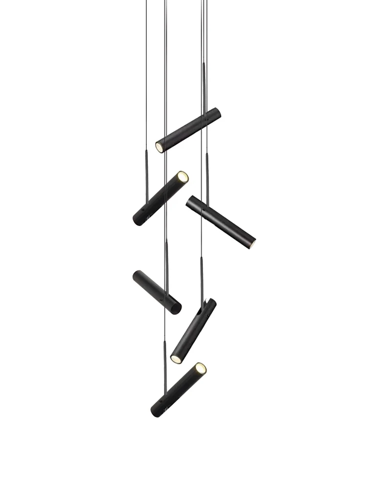 Imagem -04 - Modern Led Staircase Chandelier Teto Hanging Light Black Fixture Pendant Lamps Iluminação para Sala de Estar