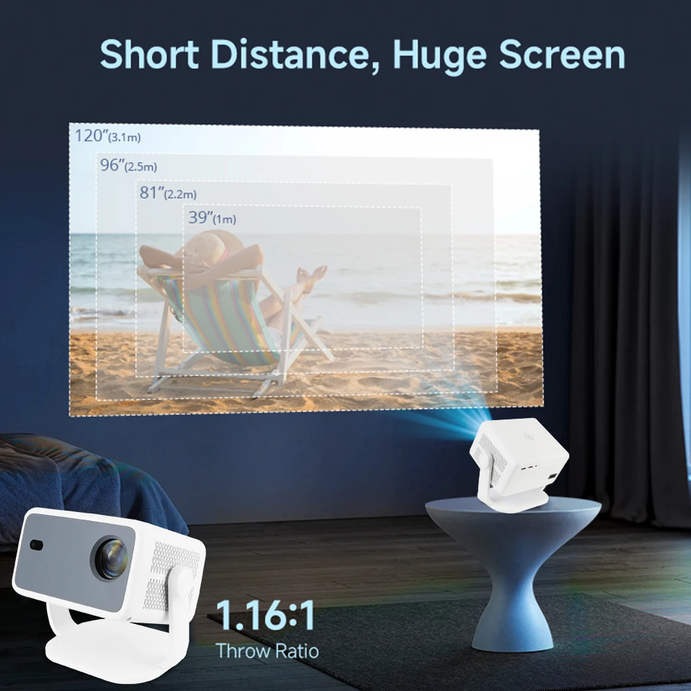 Android 11 Night Light 1920X1080P 4K Support Home Theater WIFI 6 BT 5.2 Full HD Projection 650ANSI LCD Projector Rotaty Type