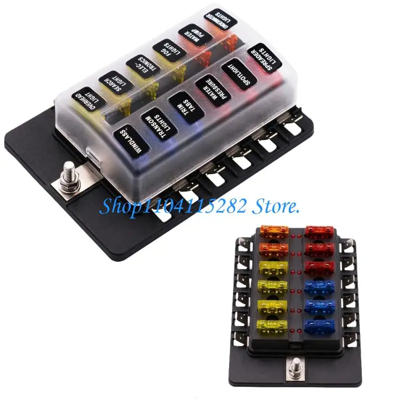 12 Position Waterproof Fuses Holder Box for Auto Marine Off Road Applications