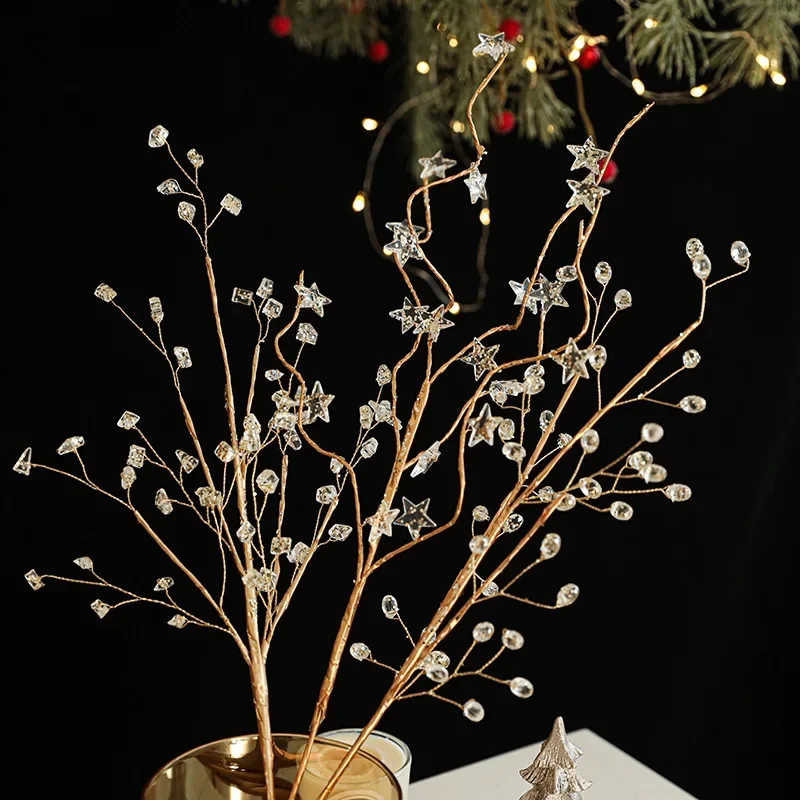 

Christmas Decorations Crystal Bud Branches For Xmas DIY Crystal Flower Christmas Acrylic Beads Picks Wedding Party Decoration