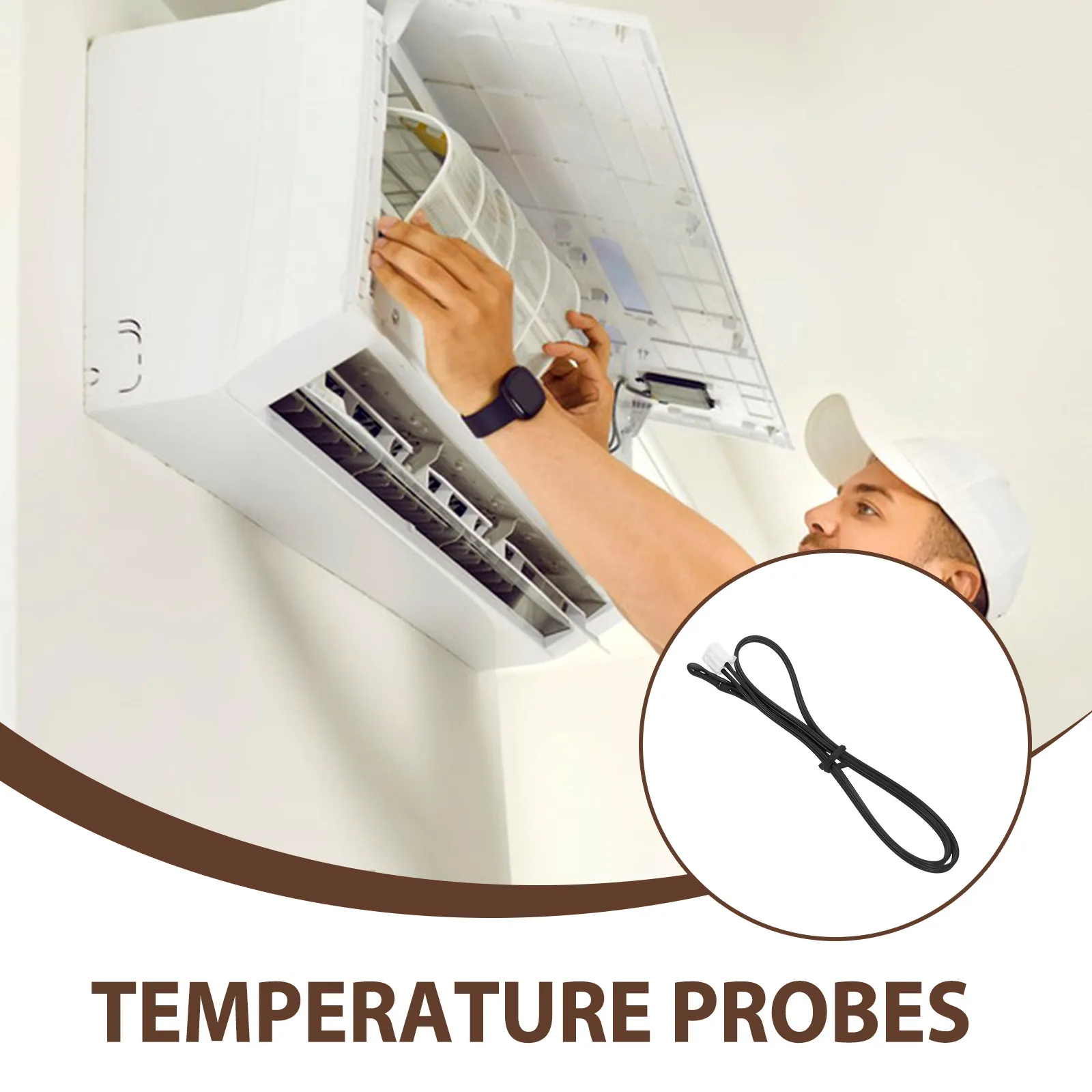 Universal Ac Temperature Sensor Probe with Rubber Gel Head for Fast Response Air Conditioner Thermostat Replacement Part