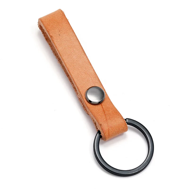 Wholesale Simple Vintage Cowhide Leather Keychain Car Key Chain Creative Key Pendant Best Friend Small Gift