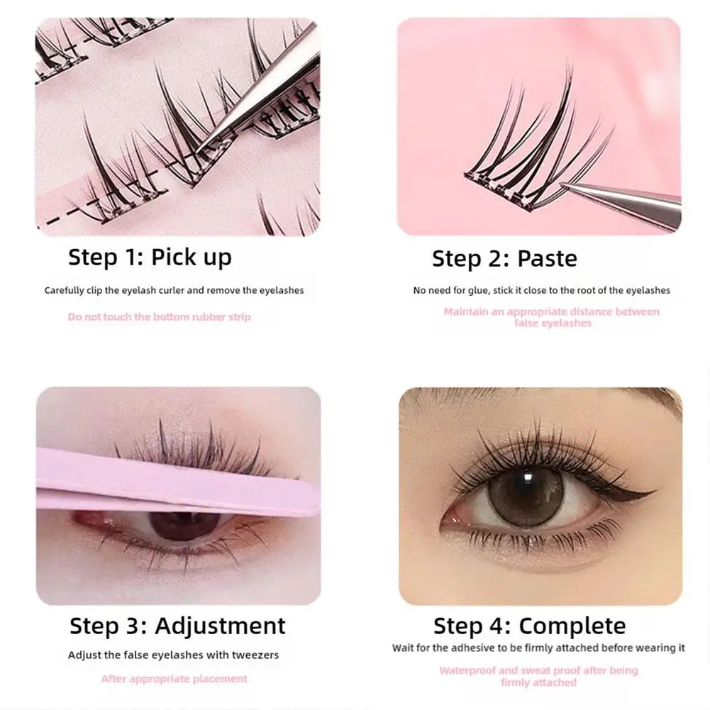3/10 Rows  Mink Fur Eyelashes Fluffy Effect Lashes Individual Cluster Segmented Natural Thick Long Enlarge Eyes