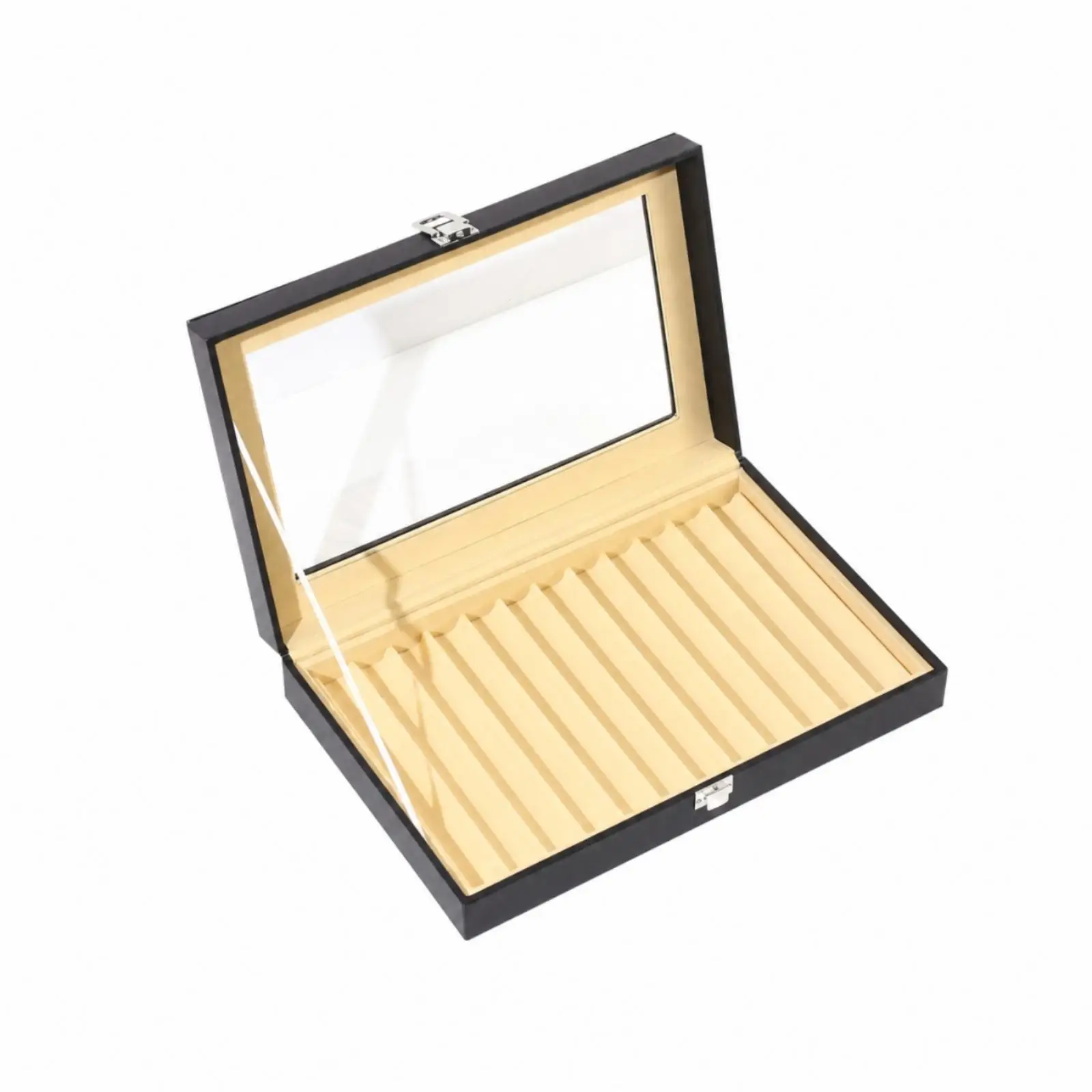 Compact Pen Storage Box with Glass Window for Pens Pencils Marker Collection Case