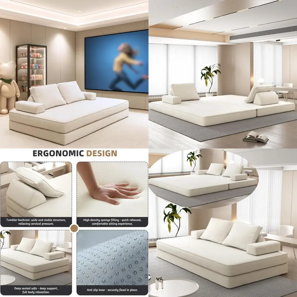 أريكة سرير كبيرة الحجم قابلة للتحويل، سرير نهاري كبير جدًا بعرض 86.6، أريكة بدون عظم، أريكة قابلة للطي على الأرض لشركة الشركة #1