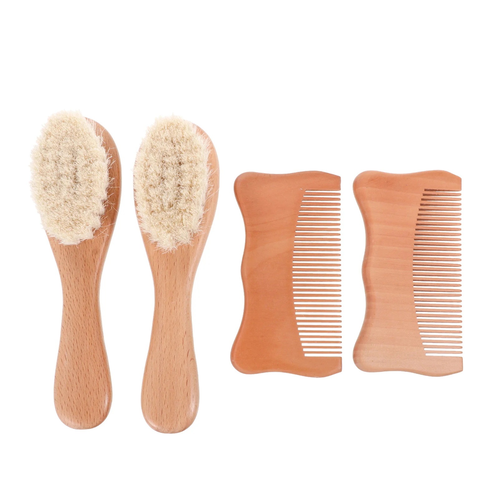 

1Set Baby Scalp Grooming Kit Beech Wooden Comb Natural Woolen Brush Newborn Hair Care Soothes Emotions Promotes Circulation