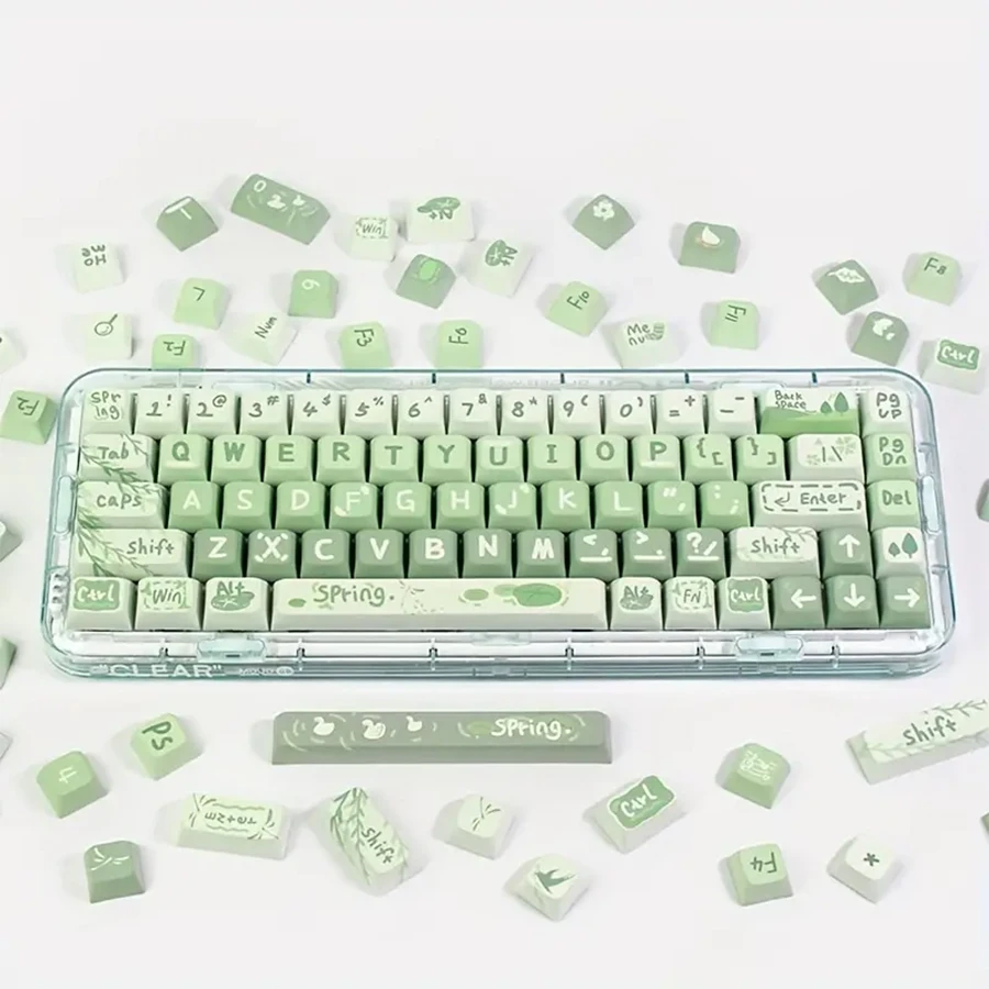 Keycaps PBT-materiaal Mechanisch toetsenbord Keycap Sublimatieproces Warmteoverdrachtproces Lente Groen Thema Kleurenpatroon