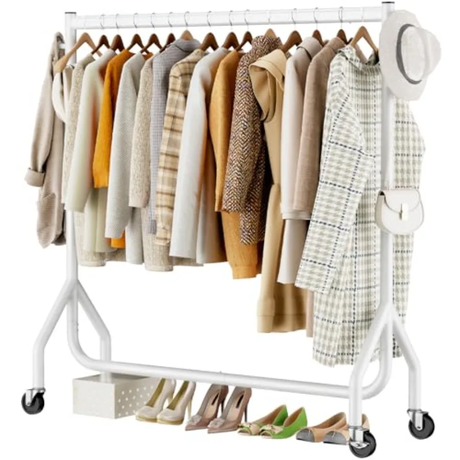 

Clothes Clothing Rack Rolling Heavy Duty Clothes Rack Load 420 LBS With Wheels Metal Clothes Rack for Hanging Clothes Portable