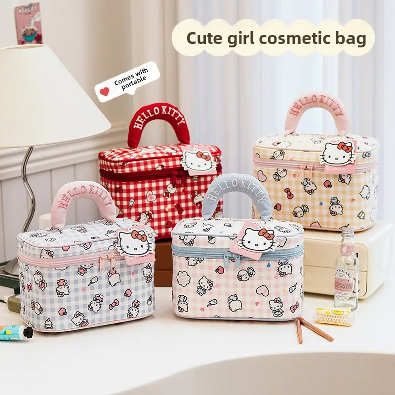 Cute Cartoon Print Makeup Bag Large‑Capacity Cosmetic Storage Box Portable Handheld Toiletry Organizer Travel Beauty Case