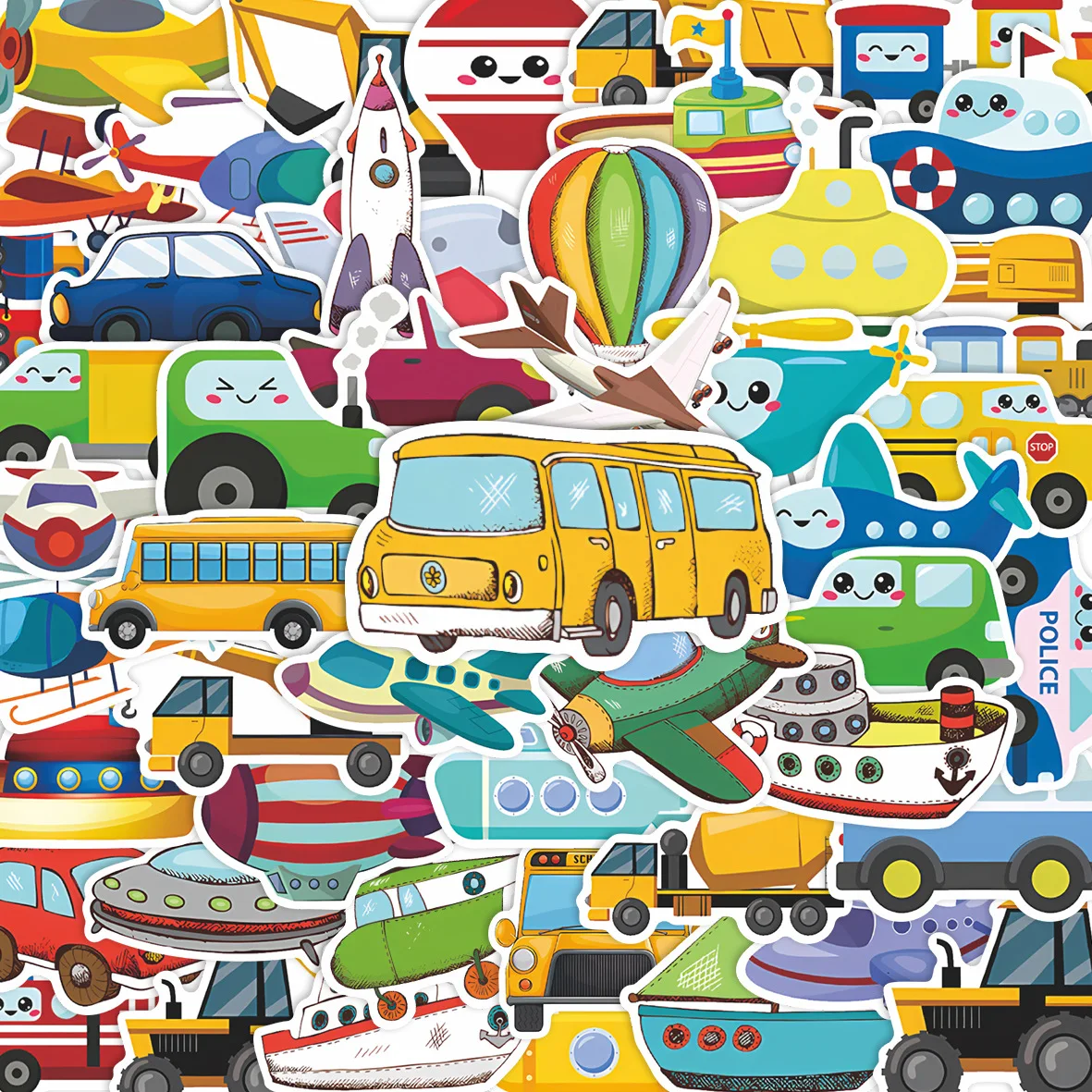 50PCS Cartoon Engineering Vehicle Graffiti Stickers Creative Decoration Mobile Phone Case Notebook Water Cup DIY Skateboard Gift