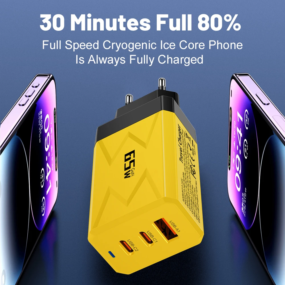 Total 65W USB Charger Fast Charging Type C Mobile Phone Charger Travel Adapter For iPhone 15 Samsung Huawei Xiaomi Wall Charger