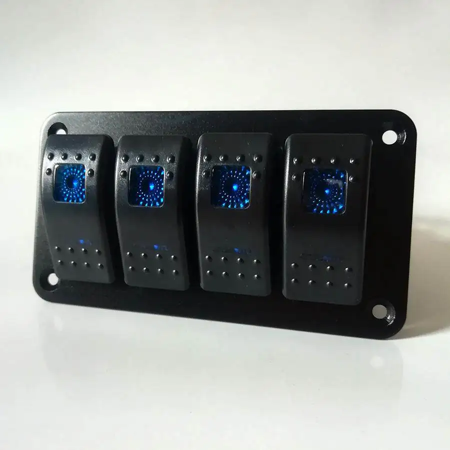 RV switch four-position modified metal panel combination second gear ON-OFF car boat-shaped rocker 12V24V universal