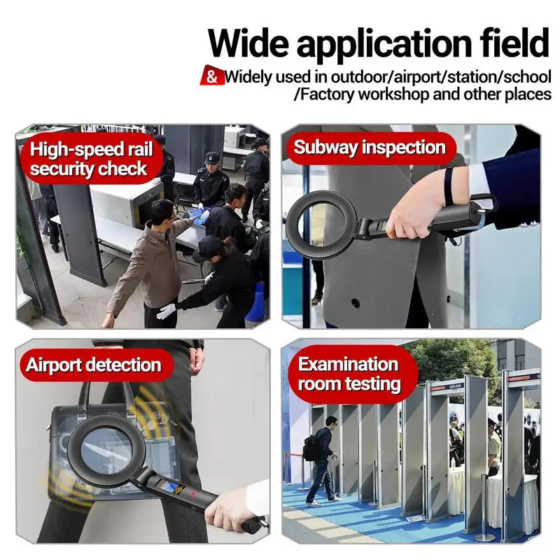 Metal Detector portatile Scansione a 360° Metal Tester Retroilluminazione pieghevole Display a LED Avvisi sonori e vibrazioni Alta sensibilità