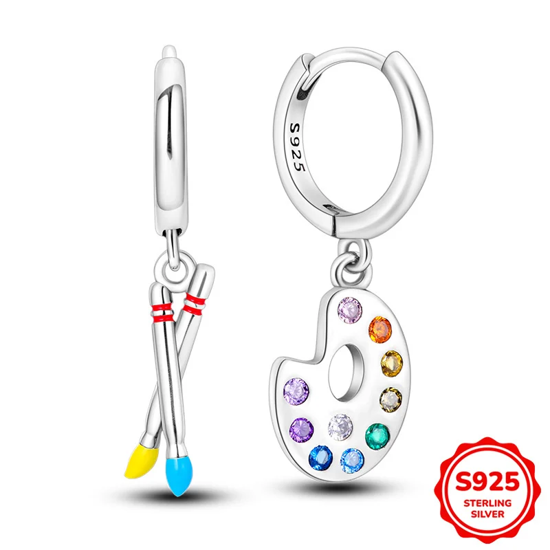 

100% 925 Sterling Silver Earrings Women Creative Artist Asymmetrical Hoop Earring For Anniversary Wedding Jewelry Gifts