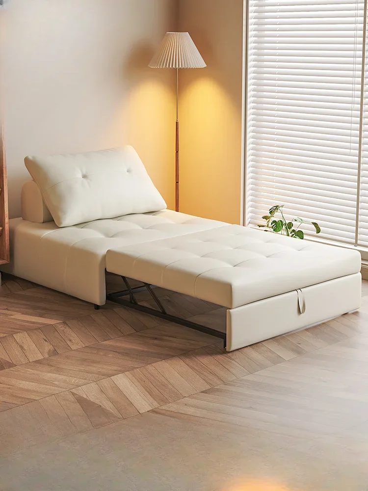 Sofa bed folding dual-purpose telescopic bed single living room household cream wind push-pull bed