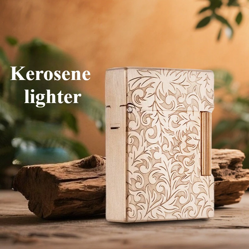 

Новая керосиновая зажигалка в стиле ретро, изысканная оригинальная медная гравировка, маленькая и портативная, элитный подарок для мужчин