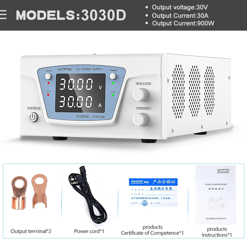 

WANPTEK Desktop Switching Power Supply Laboratory DC Power Supply Adjustable Digital Voltage Regulator 30V 100A