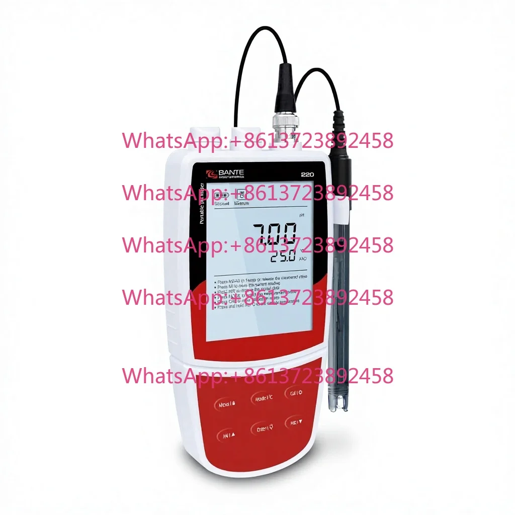 Portable Benchtop pH Meter 3 Points Calibration Automatic Temperature Compensation Auto-Read Measurement Endpoint 100 Sets Data