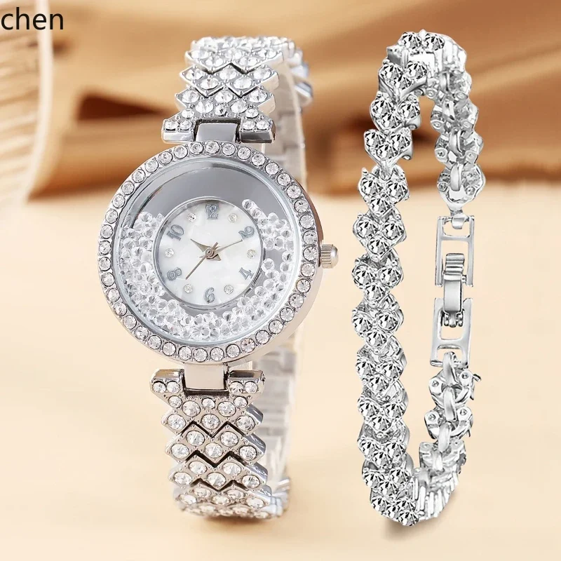 ZZ Fashion Ladies Watch, Diamond Steel Strap Bracelet Digital Dial Light Luxury Watch