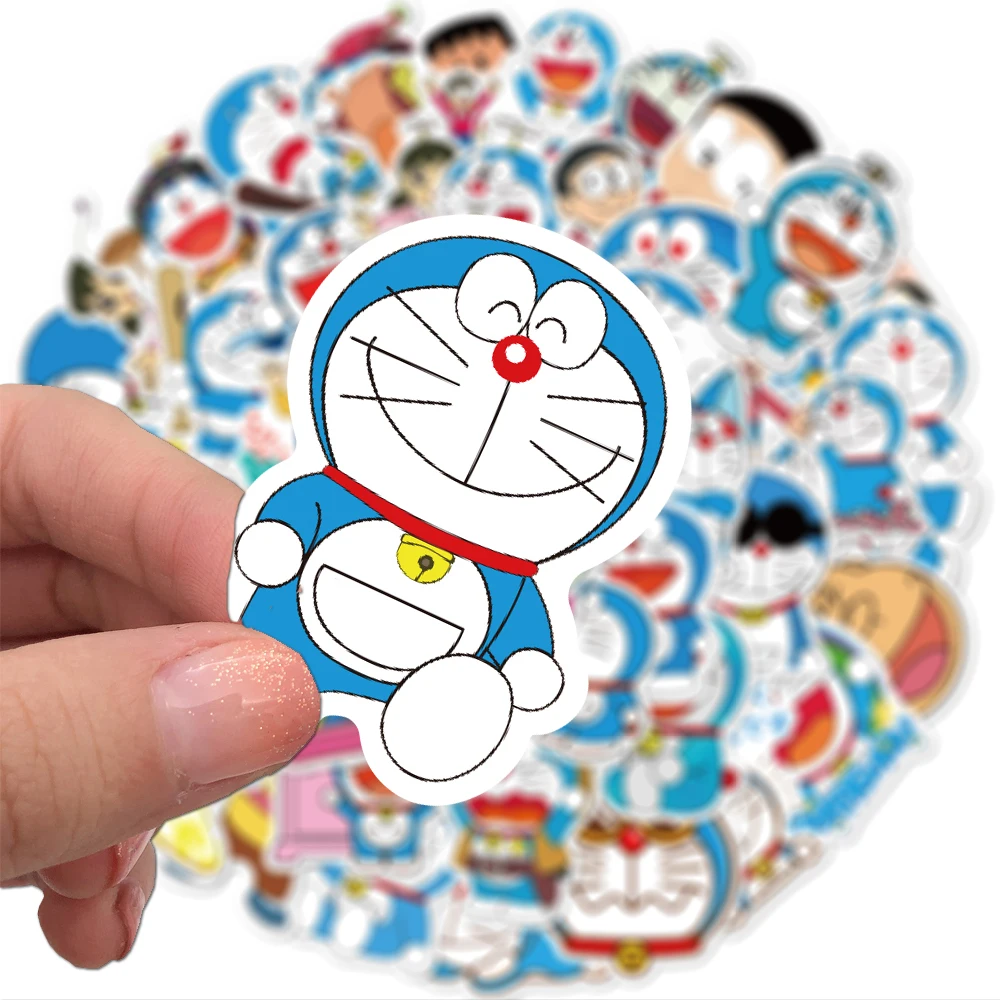 50pcs Anime Doraemon Stickers Waterproof Laptop Guitar Skateboard DIY Decoration Cute Book Phone Case Kawai Kids Sticker Pack