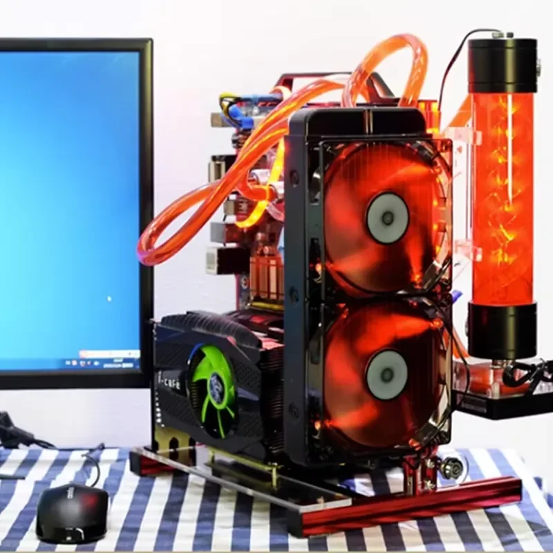 PC-JMK5 DIY 컴퓨터 섀시 브래킷 휴대용 수직 게임 섀시 프레임 ITX M-ATX용 개방형 수냉식 알루미늄 케이스 랙 썸네일 4