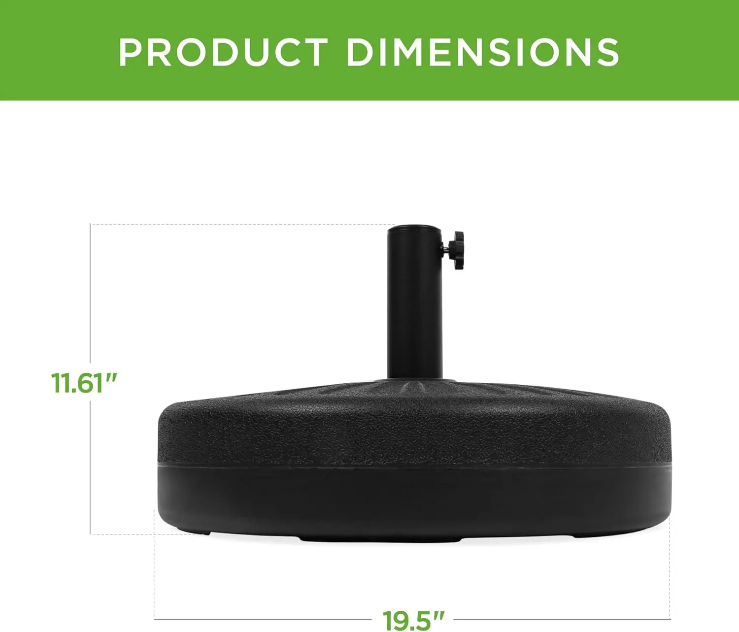 Base de sombrilla rellena, base de sombrilla de plástico para terraza soleada circular, poste para exteriores, césped, rodamiento de 55 libras, perilla ajustable