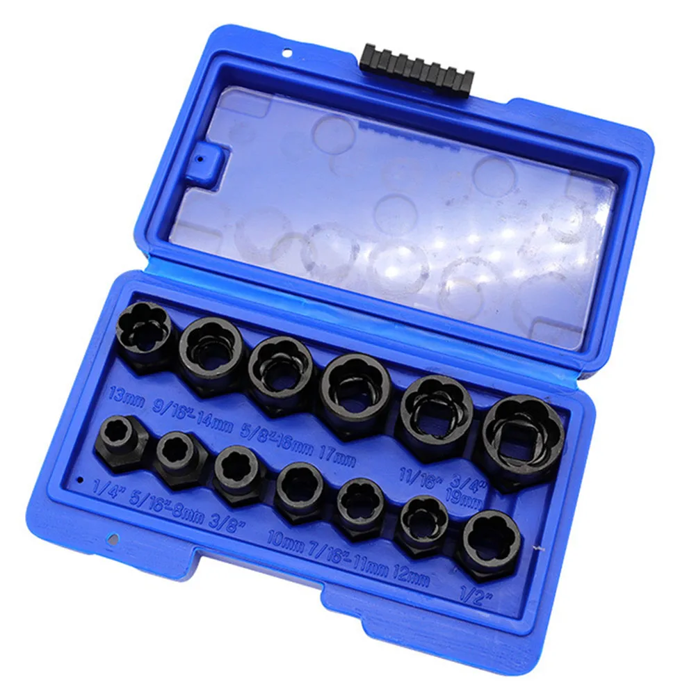 

13 PCS Bolt And Nut Remover Set Screw Sleeve Non-Slip Damaged Nut Bolt Removal Extractor Socket Tool Car Repair Tools