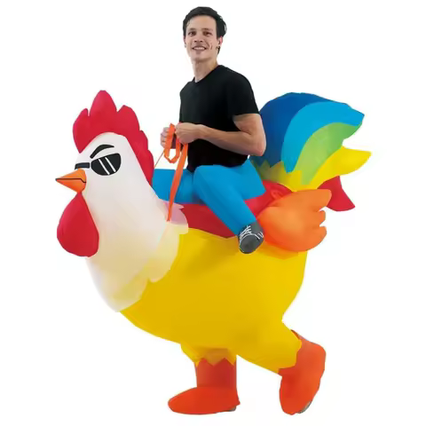 Chicken Costume Adult Inflatable Costume Ride On Blow Up Rooster Animal Suit Funny Halloween Thanksgiving Costume