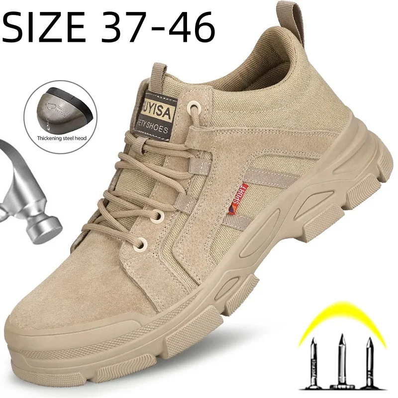 GUYISA Anti-Slip Indestructible Men Safety Shoes Industrial Construction Work Shoes Male Anti-Puncture Safety Boots Size 37-46