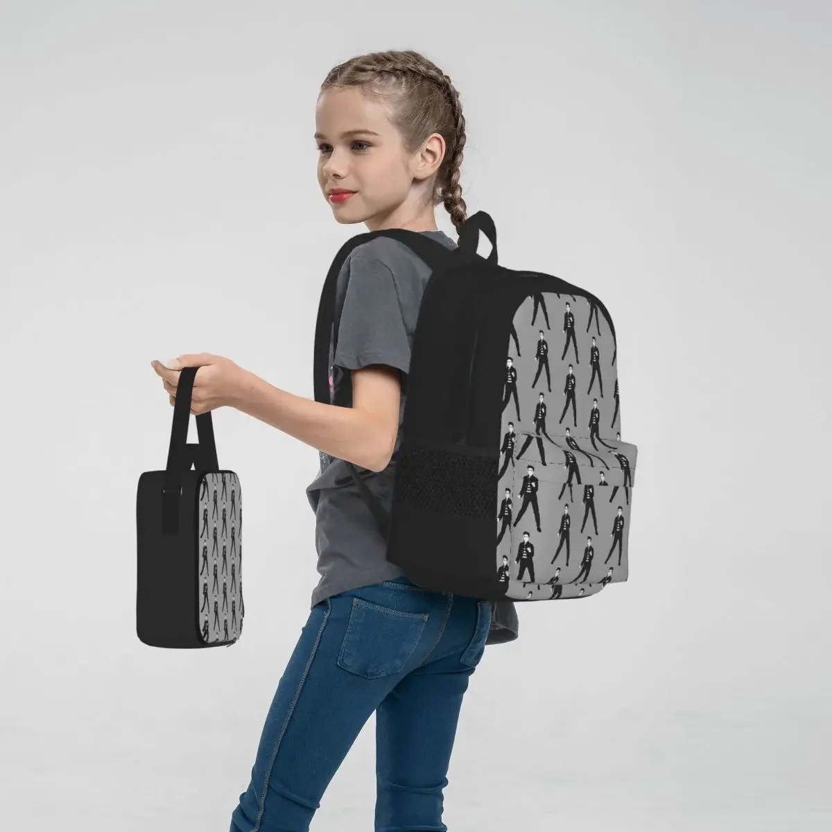 Mochilas Elvis, mochila para niños y niñas, mochilas escolares para estudiantes, mochila para niños de dibujos animados, bolsa para el almuerzo, bolsa para bolígrafos, conjunto de tres piezas