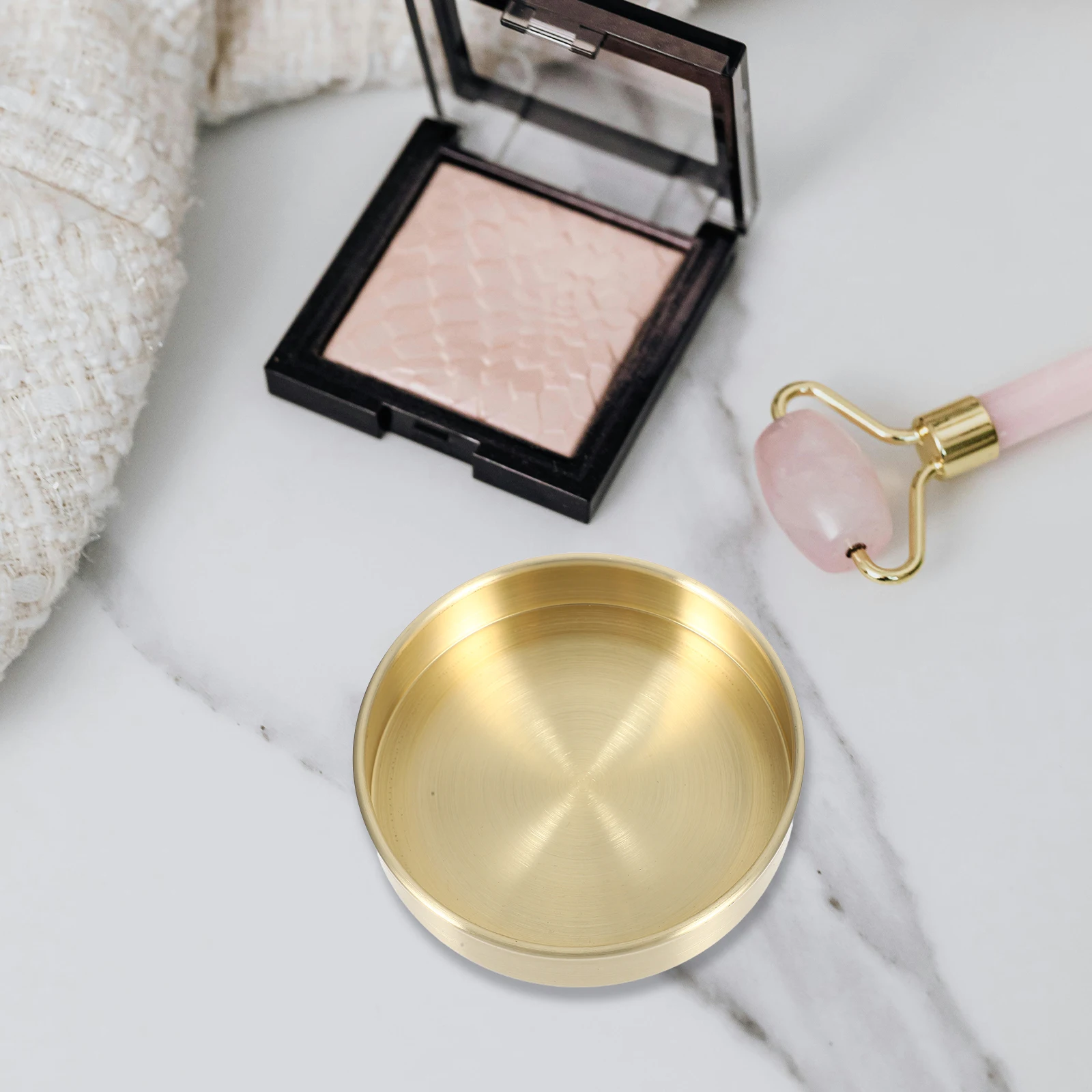 

Round Copper Tray for Cosmetics Jewelry Sundries ganizer Multipurpose Container Multipurpose Storage Tray Practical