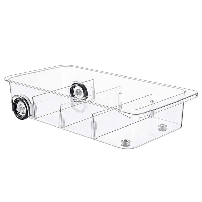 

1 Pieces Fridge Organizer Bins On Wheels Clear Roll Out Drawer Refrigerator Organizing With Dividers