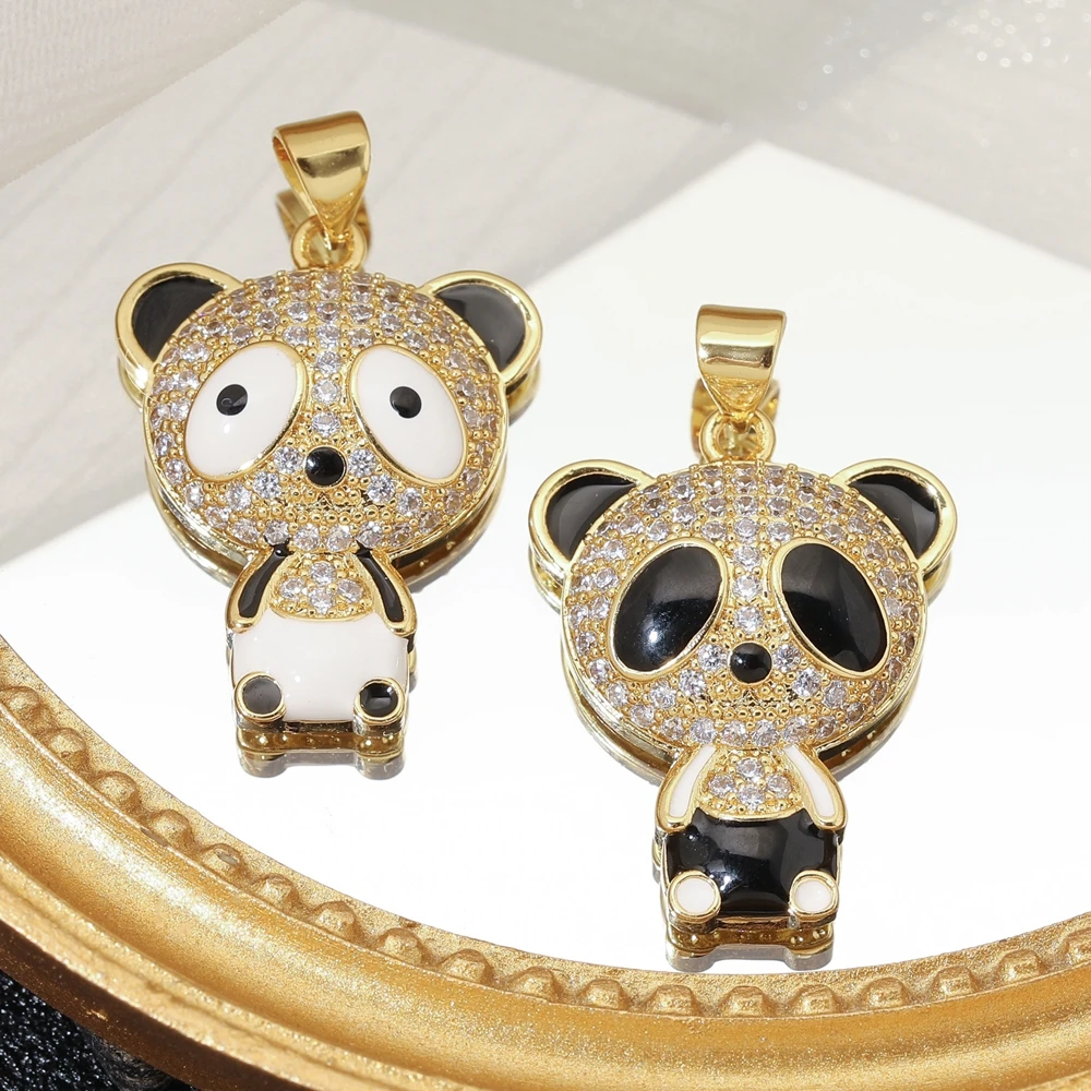 Juya DIY 18 Karat echt vergoldet cz Kupfer Leopard Panda Bär Tiger Charms für handgemachte Weihnachten Frauen Anhänger Schmuck herstellung – Detail 4
