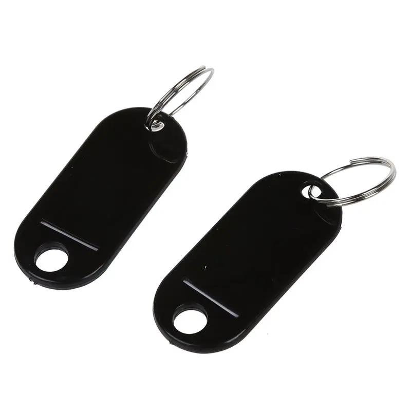 ABRI-120 Pcs Key ID Label Tags Split Ring Keyring Keychain Black