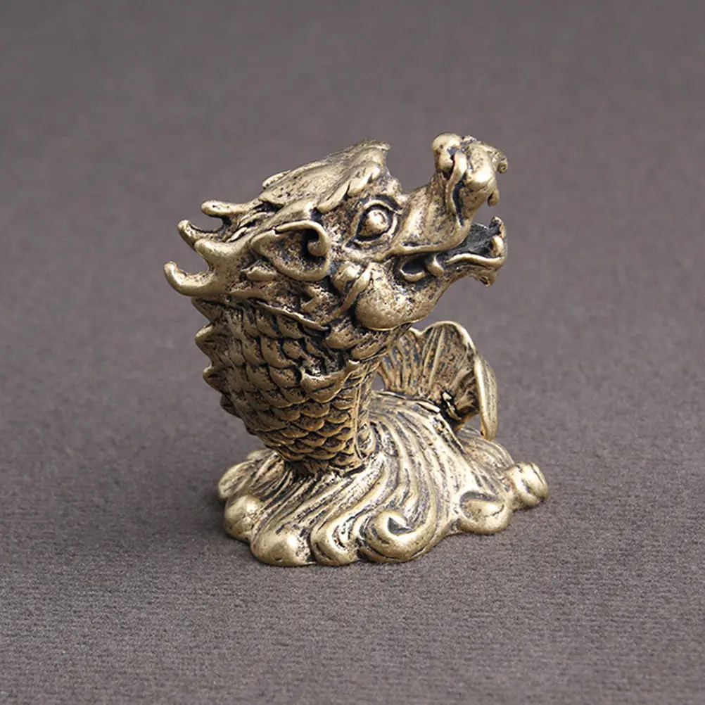 

Vintage Desktop Ornaments Brass Dragon Figurine Chinese Style Home Office Decor Craft Gift Retro Decor Desktop Ornament