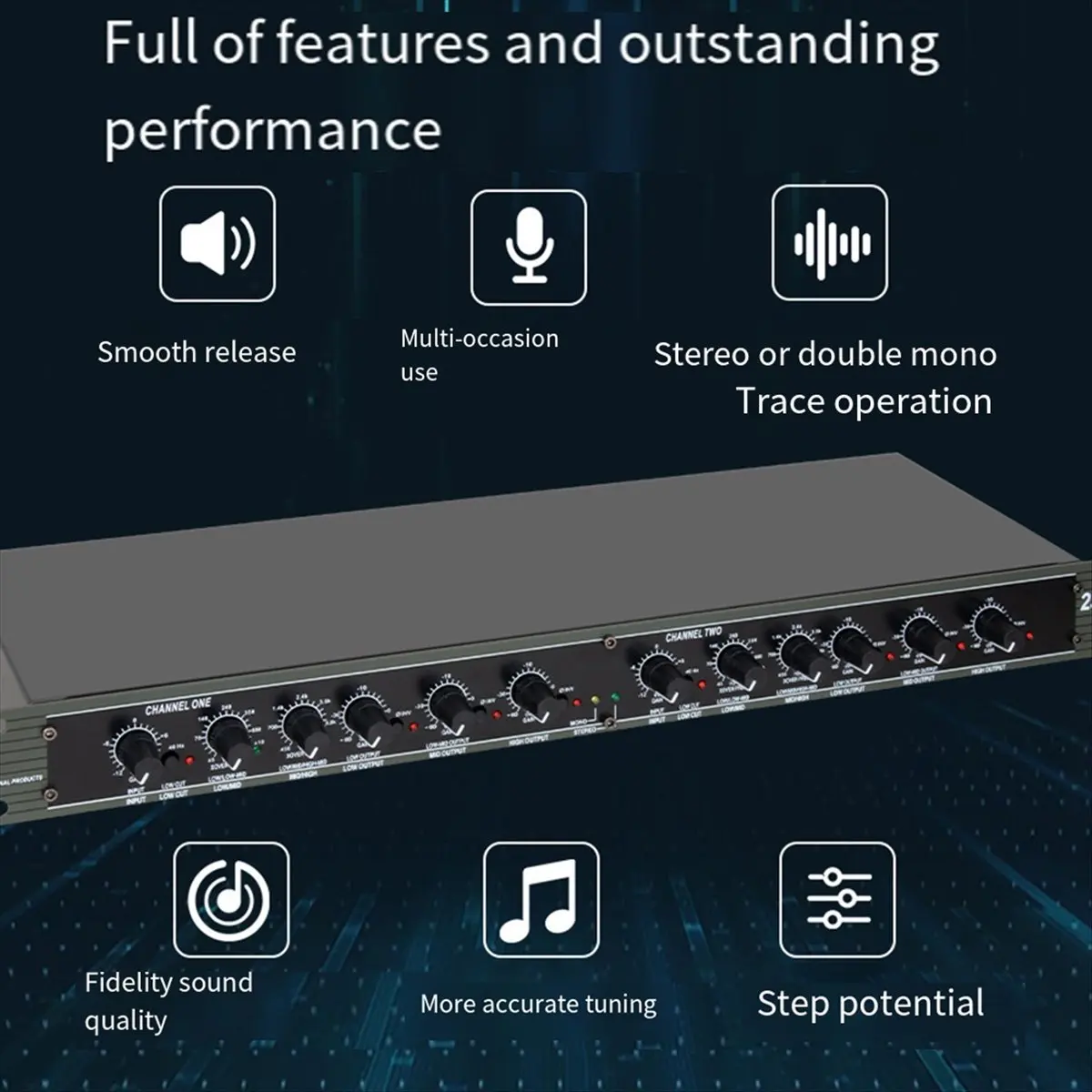 RISE- 234XL Stage Crossover Professional Bass 2 Crossover 3 Crossover 4 Crossover Electronic Audio Crossover US Plug